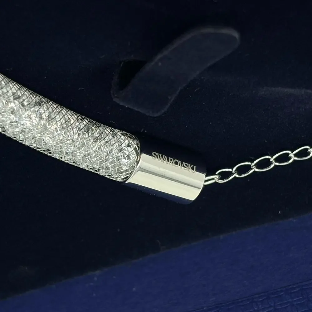 Swarovski Stardust Deluxe Clear Crystal Fishnet Tube Necklace With Earrings - Picture 4 of 6